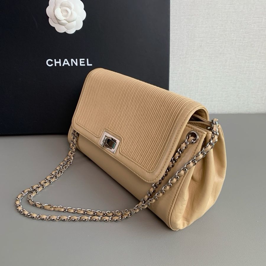 💎Chanel香奈兒|中古款2.55米色銀扣單肩斜挎包|98新 7開有卡-2