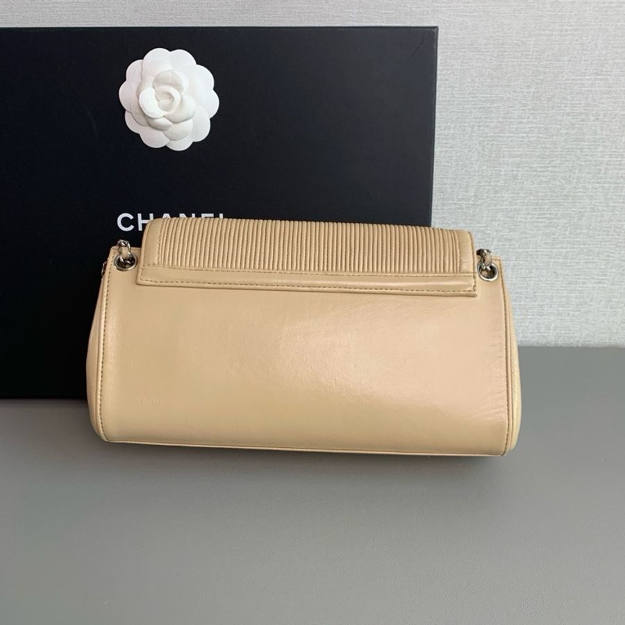 💎Chanel香奈兒|中古款2.55米色銀扣單肩斜挎包|98新 7開有卡-3