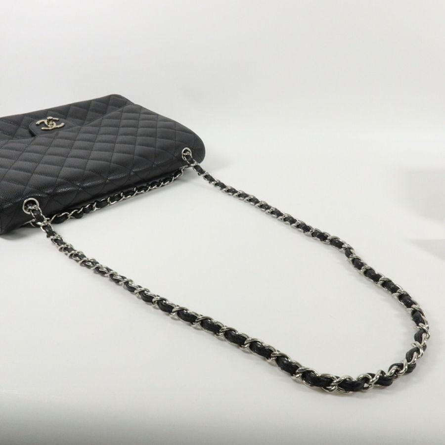 CHANEL 牛皮皮革Maxi Classic鏈帶肩背袋-9
