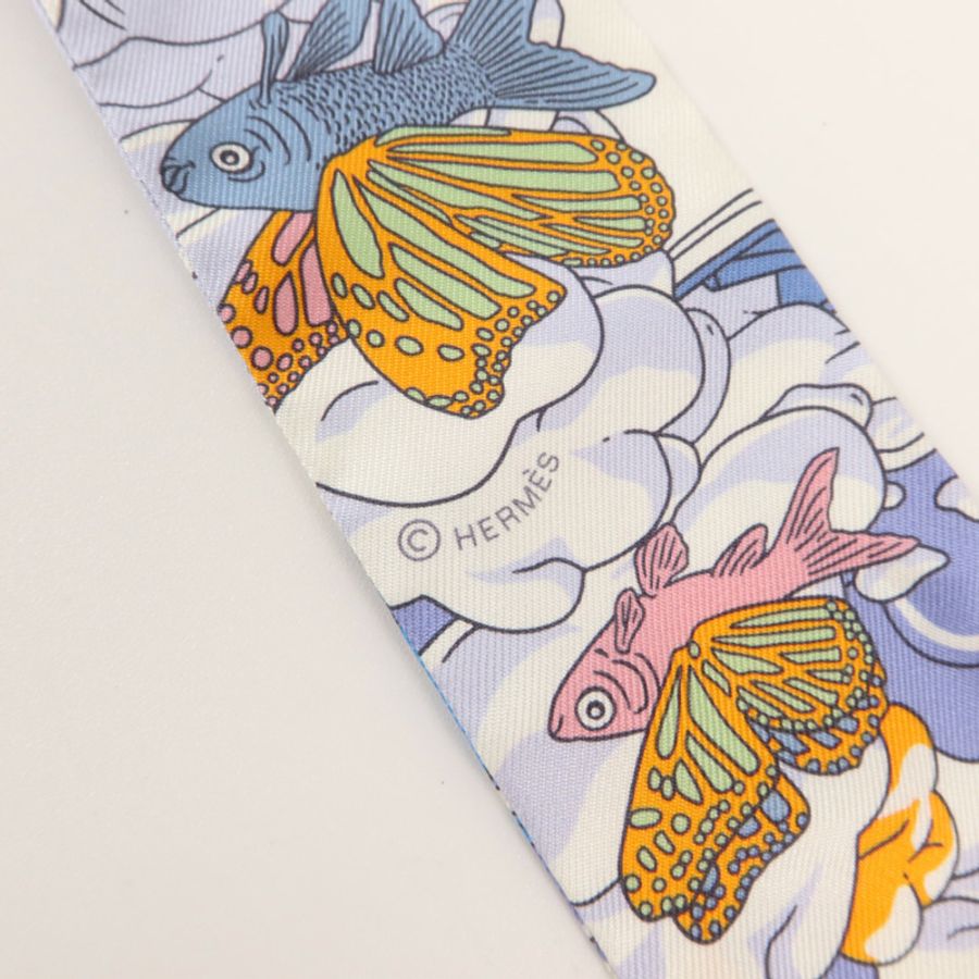 HERMES 絲質Twilly絲巾-5