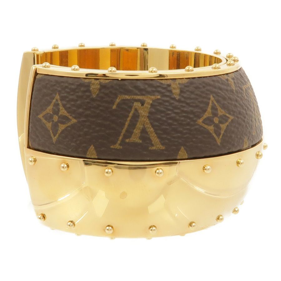 LOUIS VUITTON 金屬/Monogram Wild LV Cuff M手鐲-3