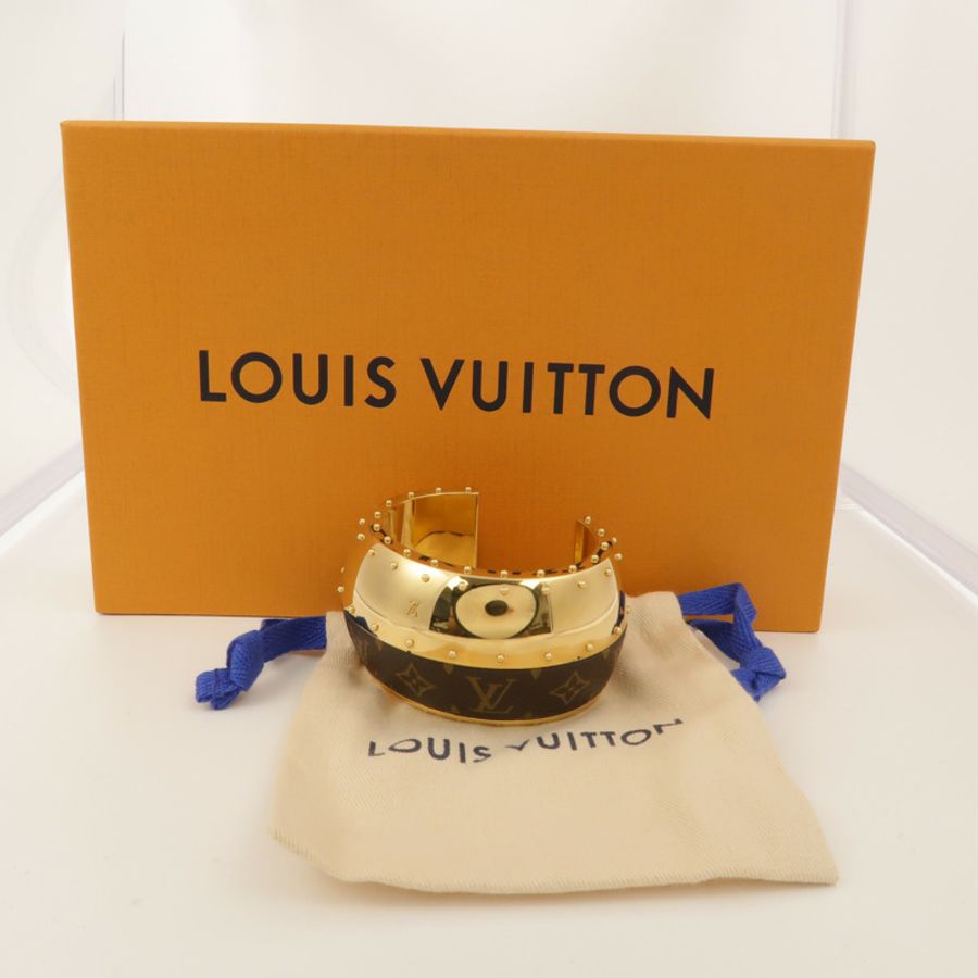 LOUIS VUITTON 金屬/Monogram Wild LV Cuff M手鐲-8