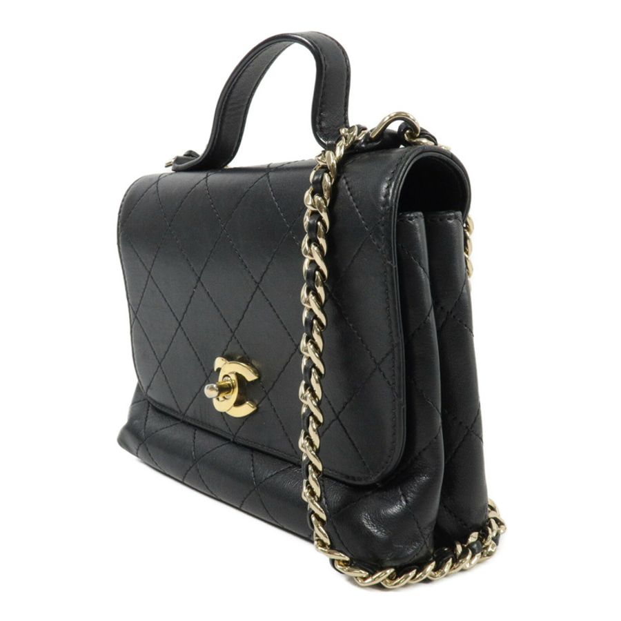 CHANEL 羊皮皮革Chain Shoulder鏈帶手挽肩背兩用袋-2
