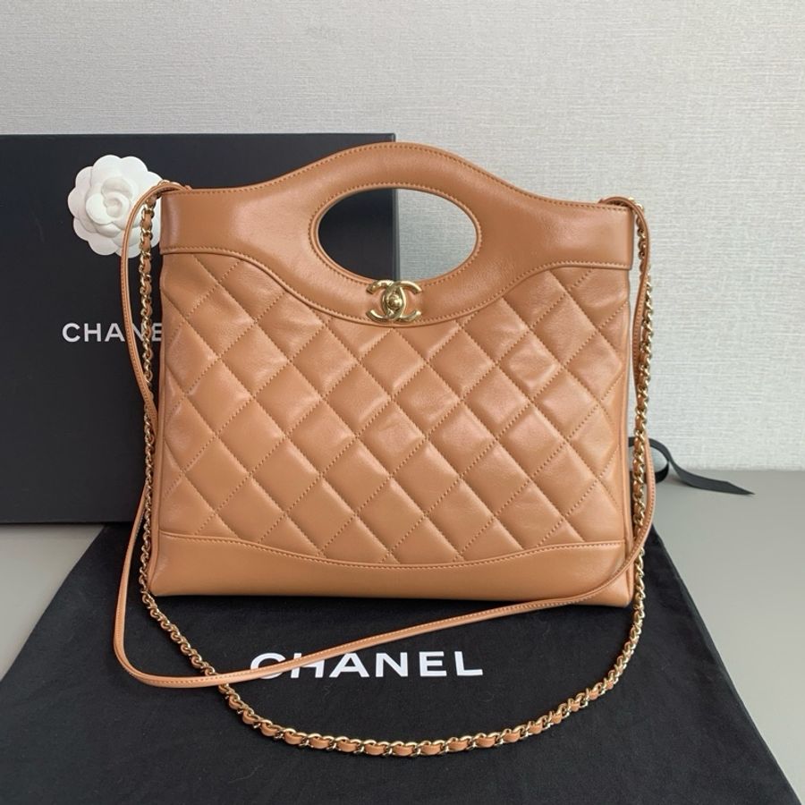 💎Chanel香奈兒|奶茶色金扣31bag小號手提單肩包|98新芯片款-1