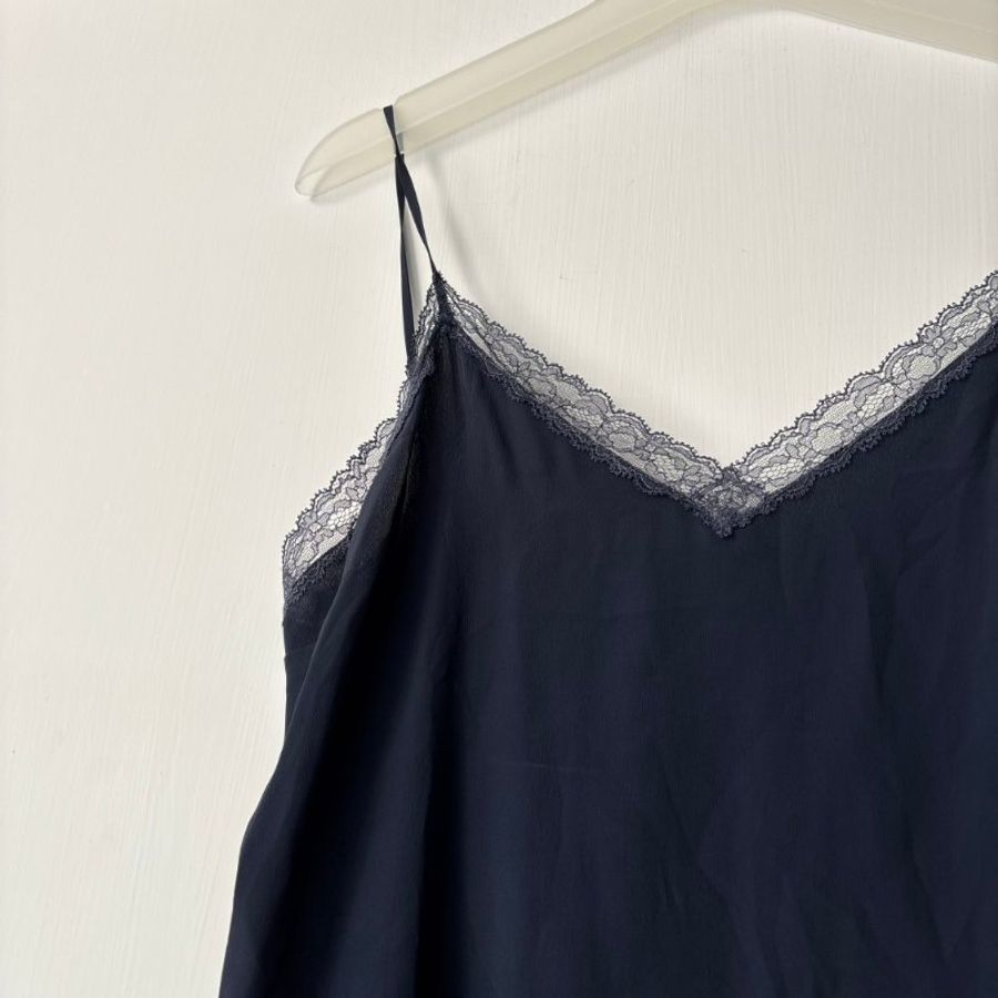 38號 ::韓韶禧 同款:: GUCCI:: 桑蠶絲深藍色透紗兩件式襯衫 Rruffle-detail silk chiffon shirt-14