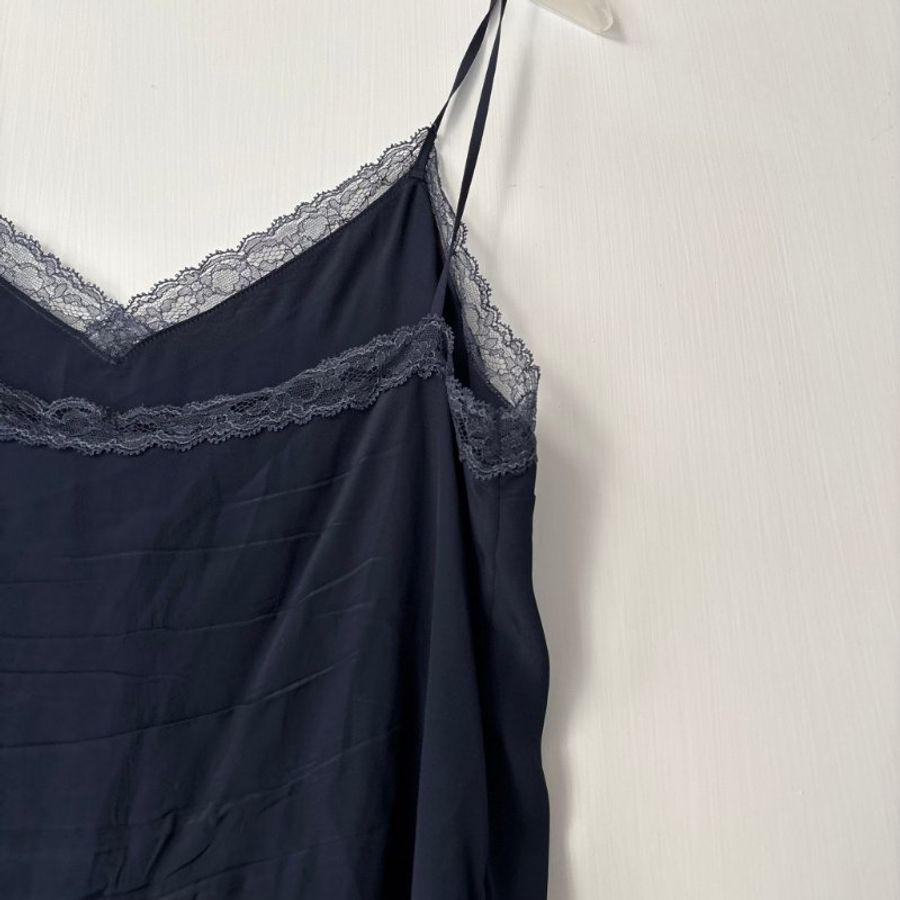 38號 ::韓韶禧 同款:: GUCCI:: 桑蠶絲深藍色透紗兩件式襯衫 Rruffle-detail silk chiffon shirt-18