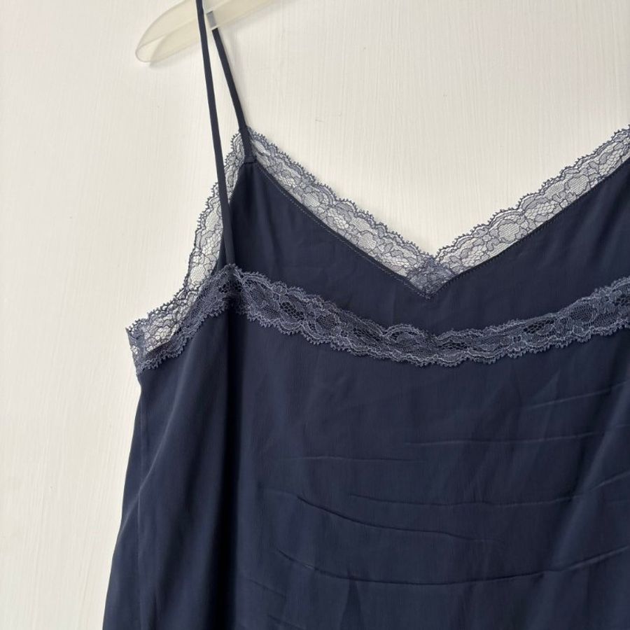 38號 ::韓韶禧 同款:: GUCCI:: 桑蠶絲深藍色透紗兩件式襯衫 Rruffle-detail silk chiffon shirt-19