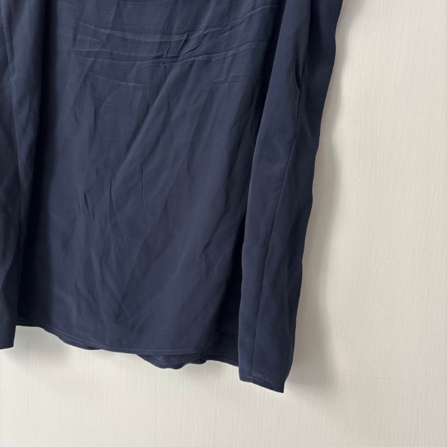 38號 ::韓韶禧 同款:: GUCCI:: 桑蠶絲深藍色透紗兩件式襯衫 Rruffle-detail silk chiffon shirt-20