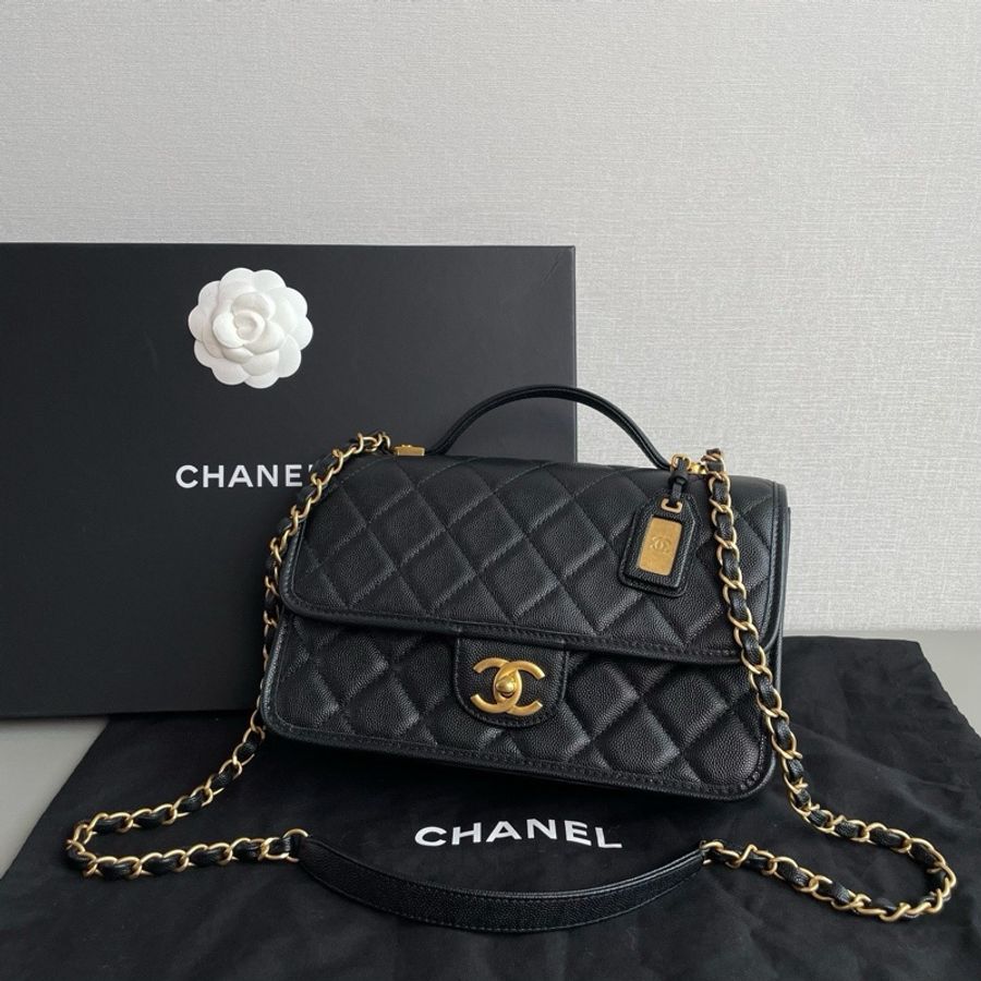 💎Chanel香奈兒|22k黑金荔枝皮手柄郵差包|99新芯片款-3