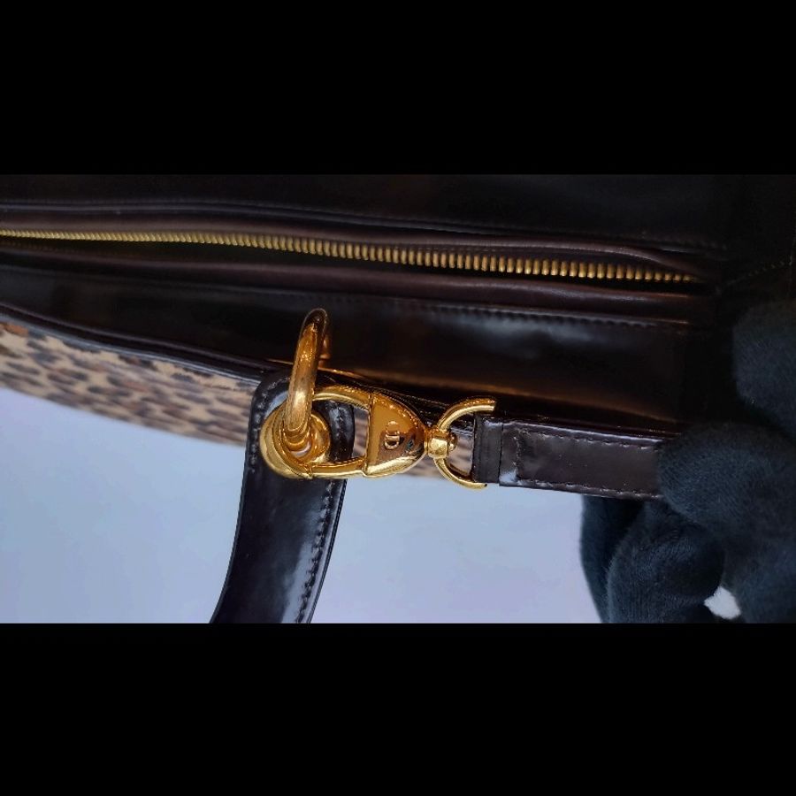 Dior 咖亮皮邊豹紋馬毛戴妃包 31-30