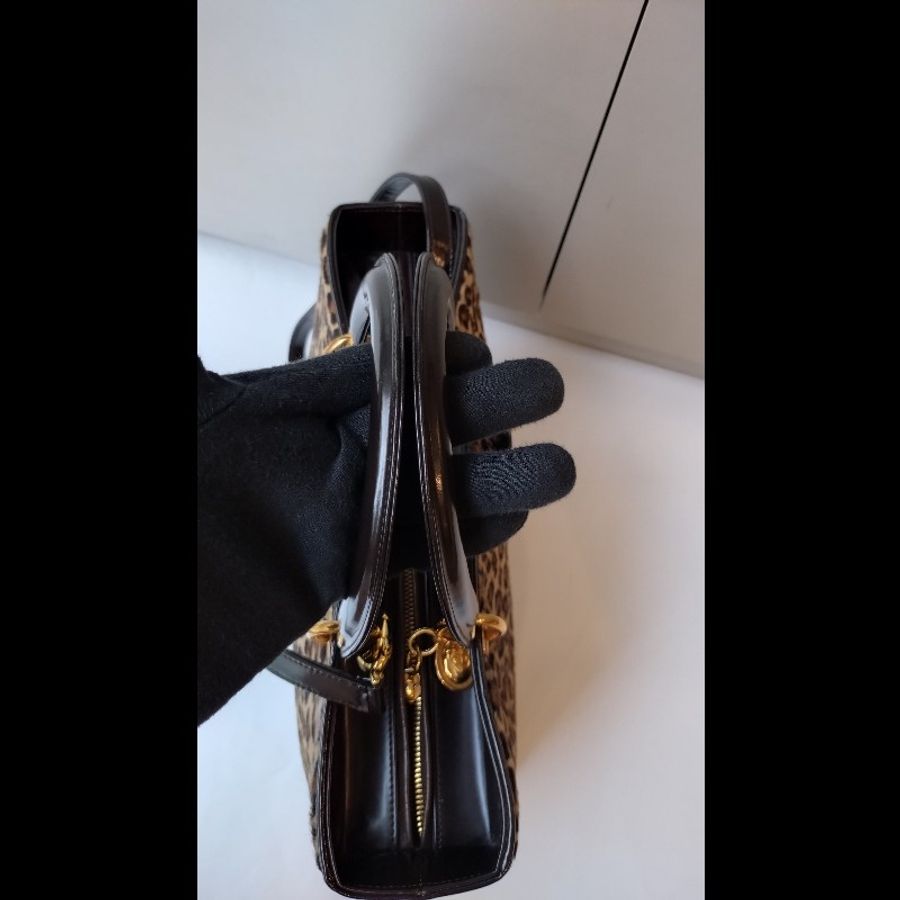 Dior 咖亮皮邊豹紋馬毛戴妃包 31-32