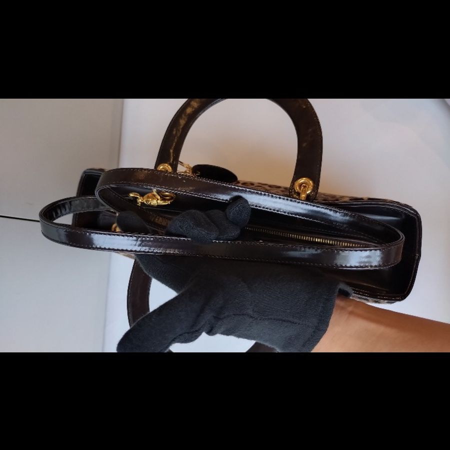 Dior 咖亮皮邊豹紋馬毛戴妃包 31-37