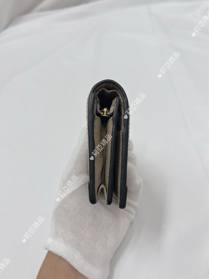 莉亞精品♡ Gucci 523155 燕麥色帆布短夾 二手美包-3