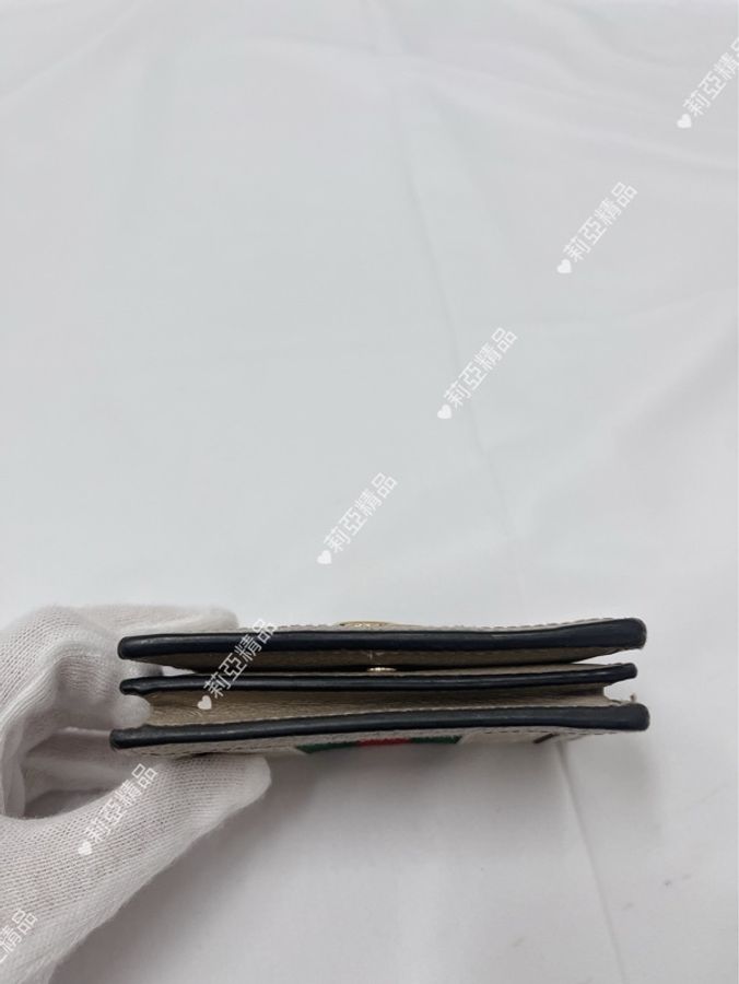 莉亞精品♡ Gucci 523155 燕麥色帆布短夾 二手美包-6