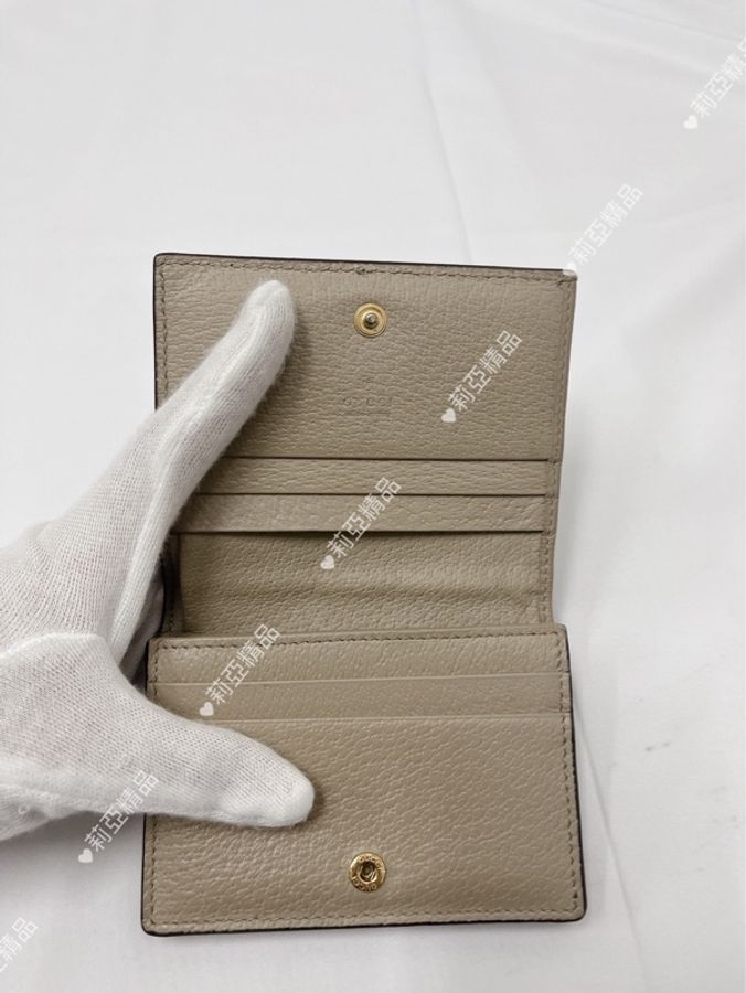 莉亞精品♡ Gucci 523155 燕麥色帆布短夾 二手美包-7