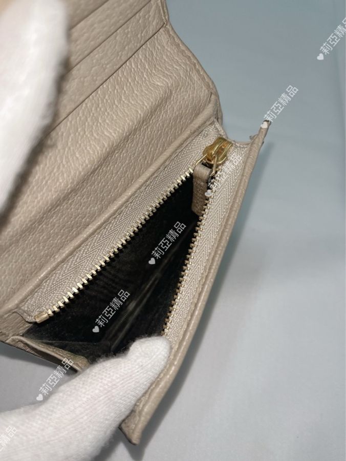 莉亞精品♡ Gucci 523155 燕麥色帆布短夾 二手美包-9