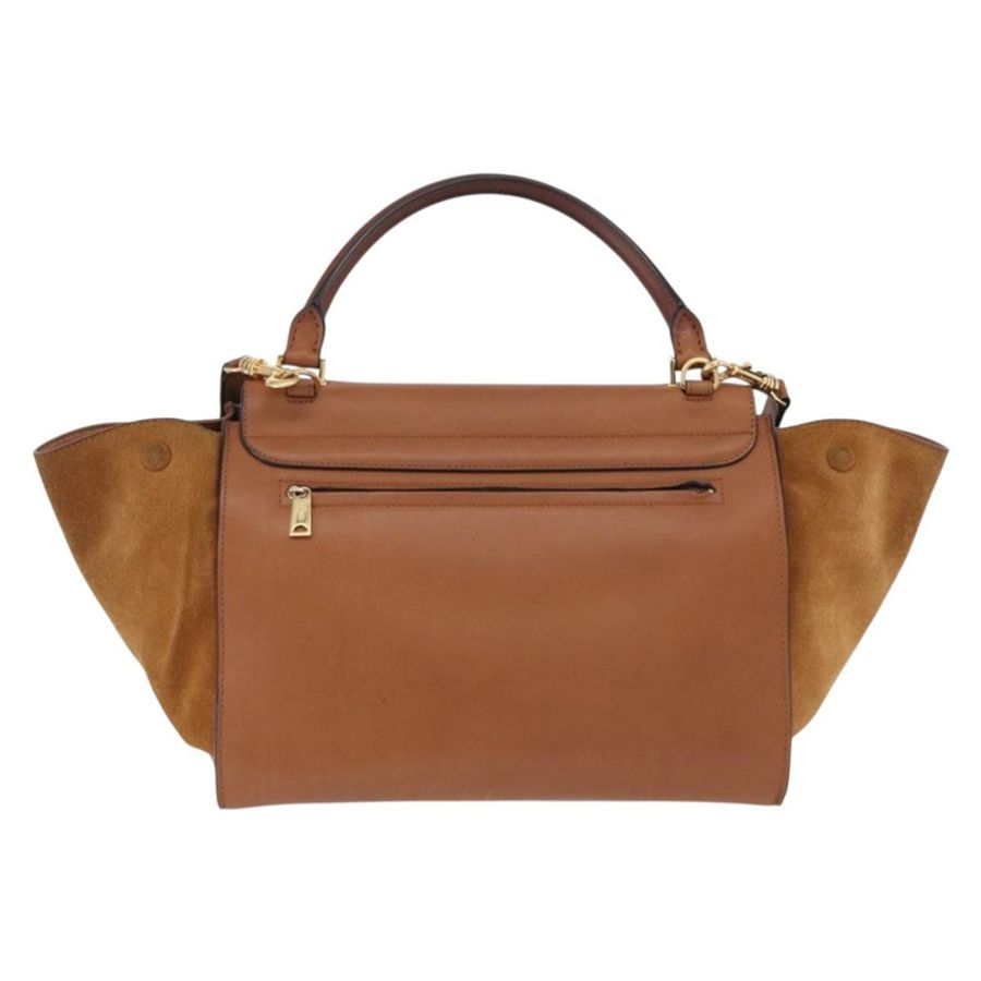 【日本直送】CELINE Trapeze 手提包 皮革 2way 棕色 金色色調 Auth 192822A-1