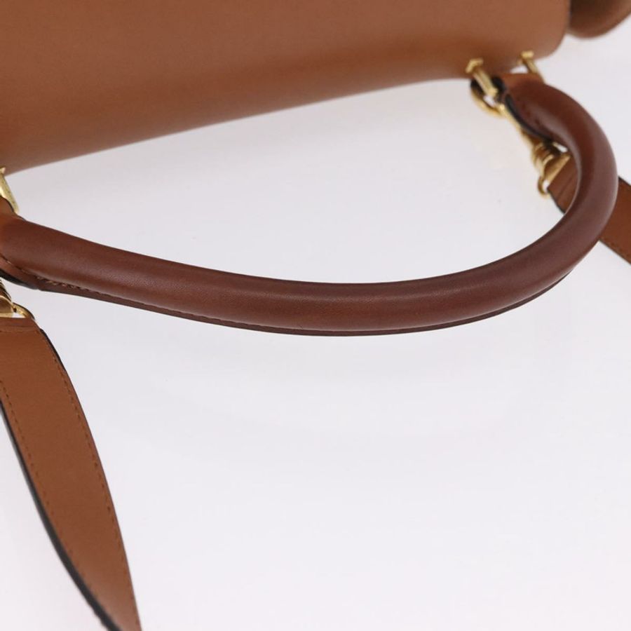 【日本直送】CELINE Trapeze 手提包 皮革 2way 棕色 金色色調 Auth 192822A-6