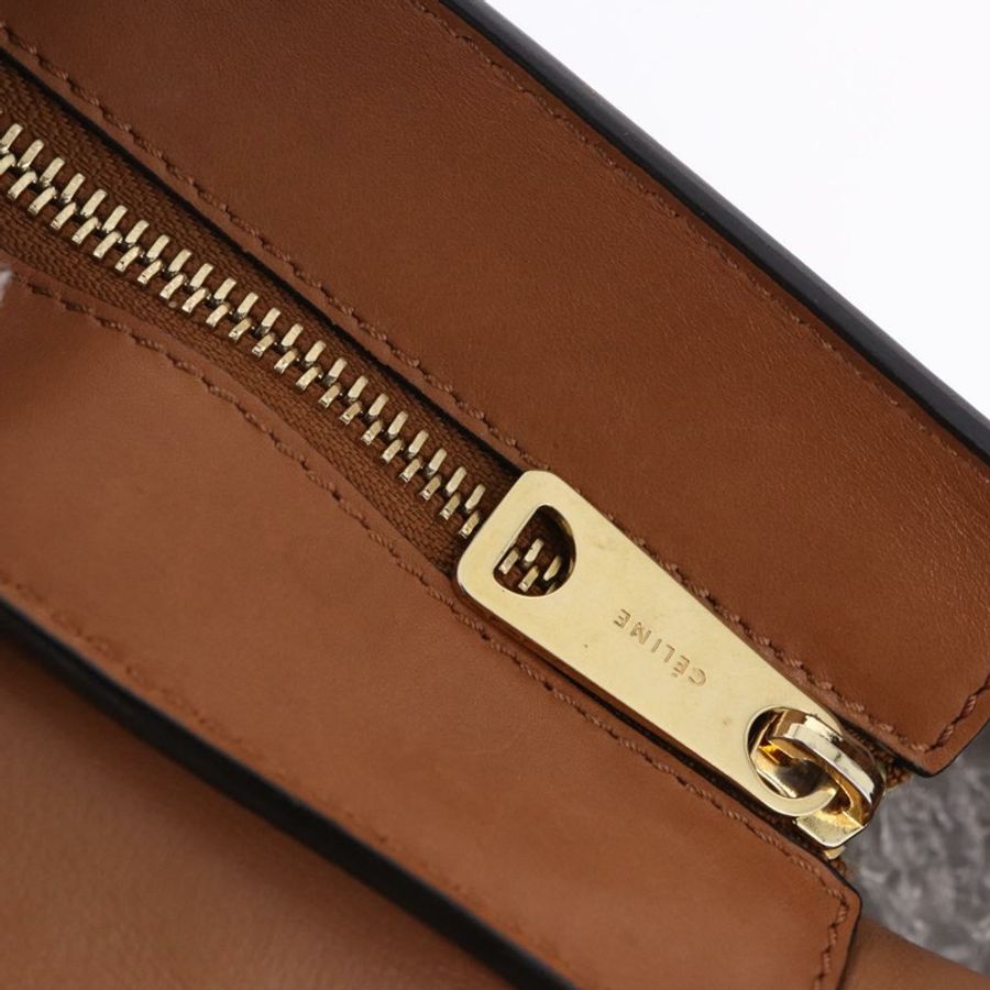 【日本直送】CELINE Trapeze 手提包 皮革 2way 棕色 金色色調 Auth 192822A-9