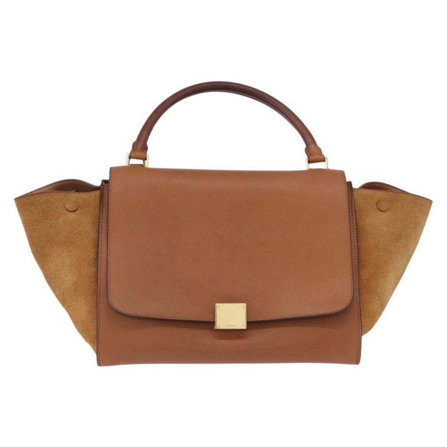 【日本直送】CELINE Trapeze 手提包 皮革 2way 棕色 金色色調 Auth 192822A-12