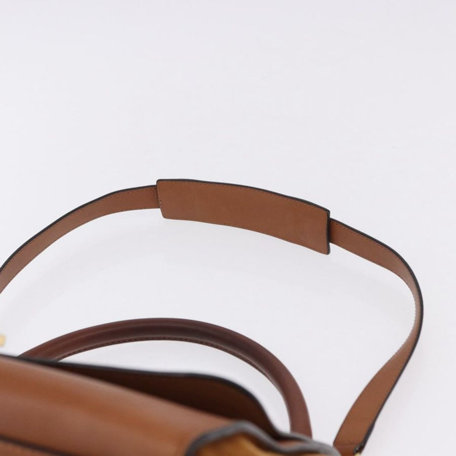【日本直送】CELINE Trapeze 手提包 皮革 2way 棕色 金色色調 Auth 192822A-14
