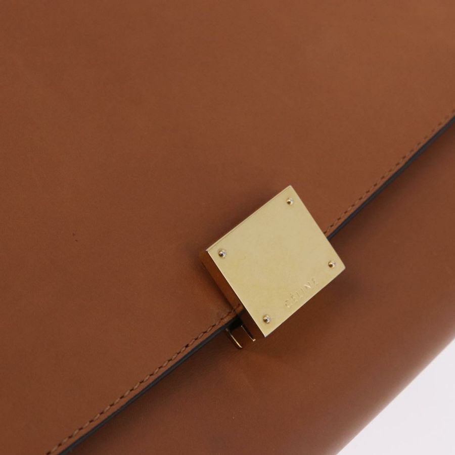 【日本直送】CELINE Trapeze 手提包 皮革 2way 棕色 金色色調 Auth 192822A-18