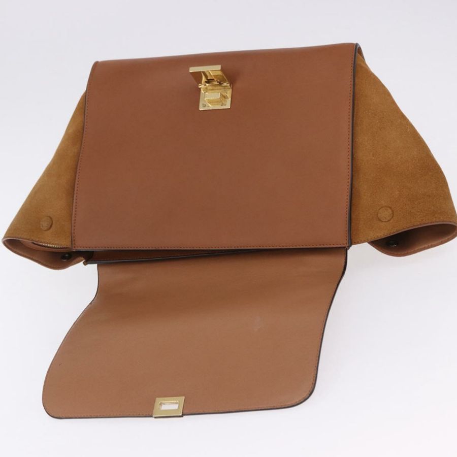 【日本直送】CELINE Trapeze 手提包 皮革 2way 棕色 金色色調 Auth 192822A-19