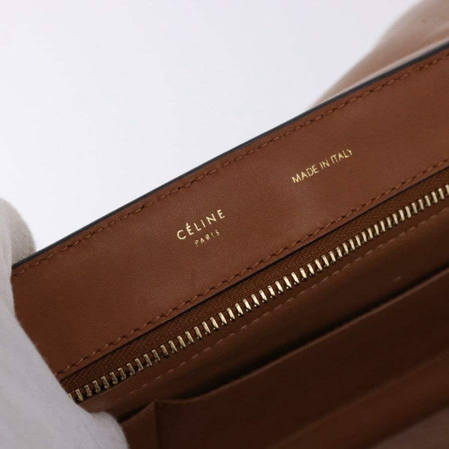 【日本直送】CELINE Trapeze 手提包 皮革 2way 棕色 金色色調 Auth 192822A-20