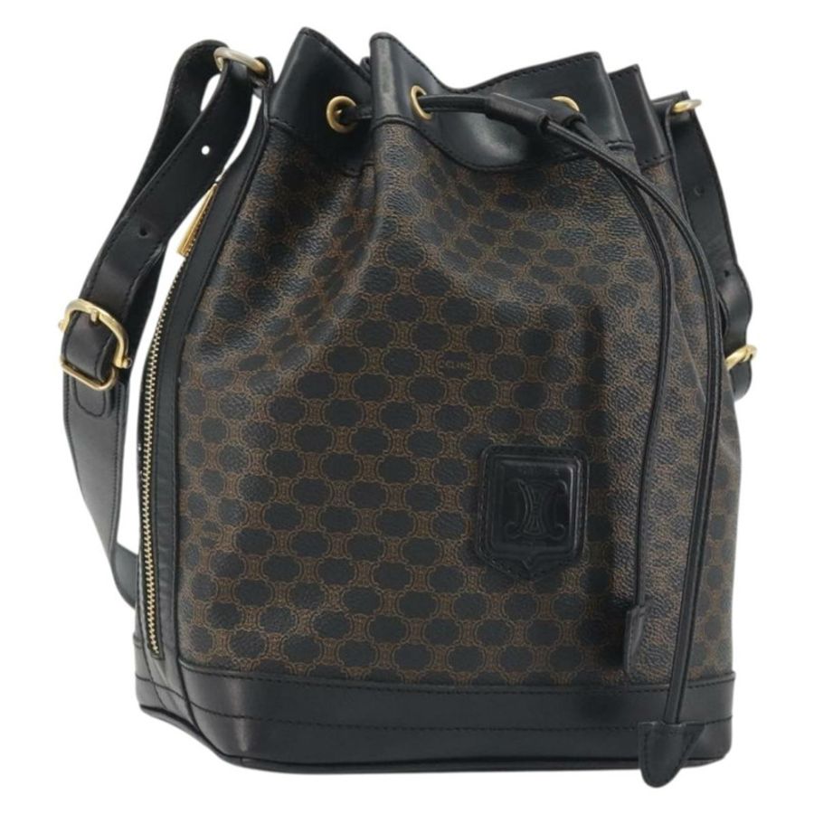【日本直送】CELINE Macadam帆布肩背包 PVC皮革 黑色 金色 正品 191013A-0