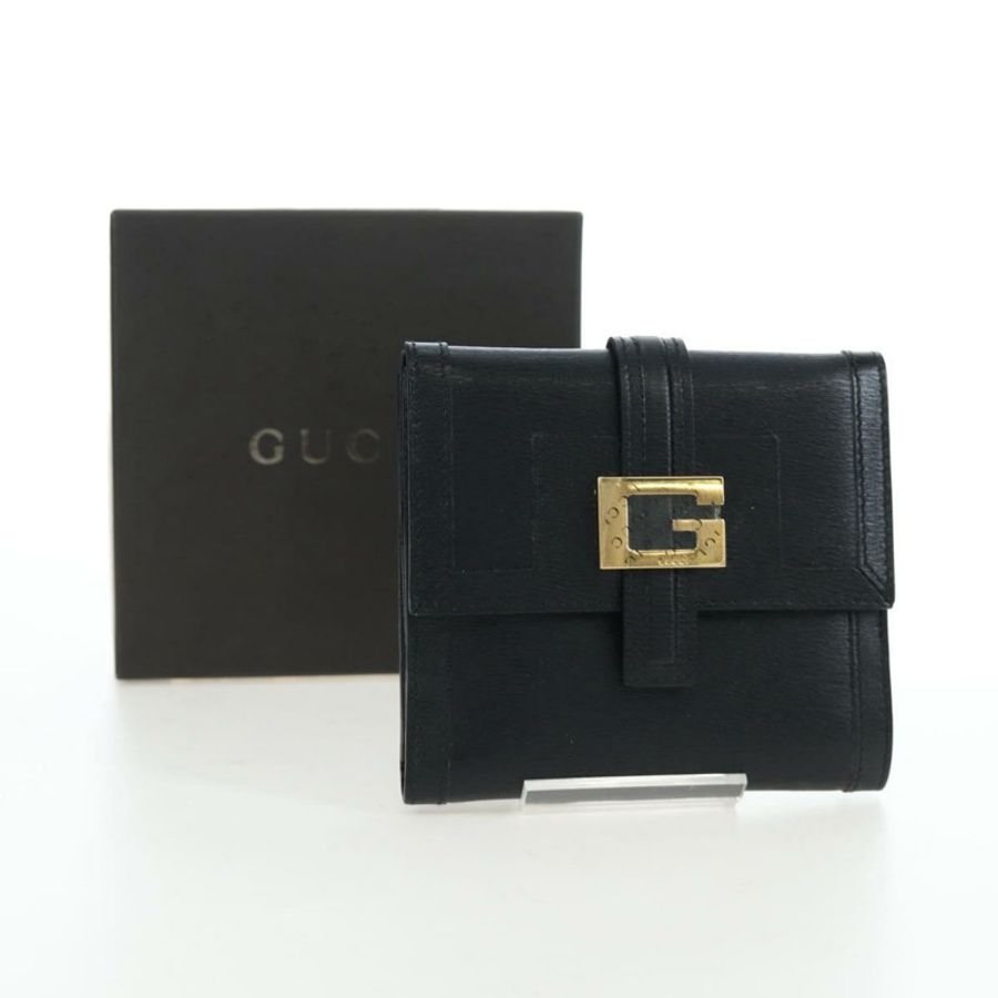 【日本直送】GUCCI G 三折皮夾 皮革 黑色 正品 am12210V-11