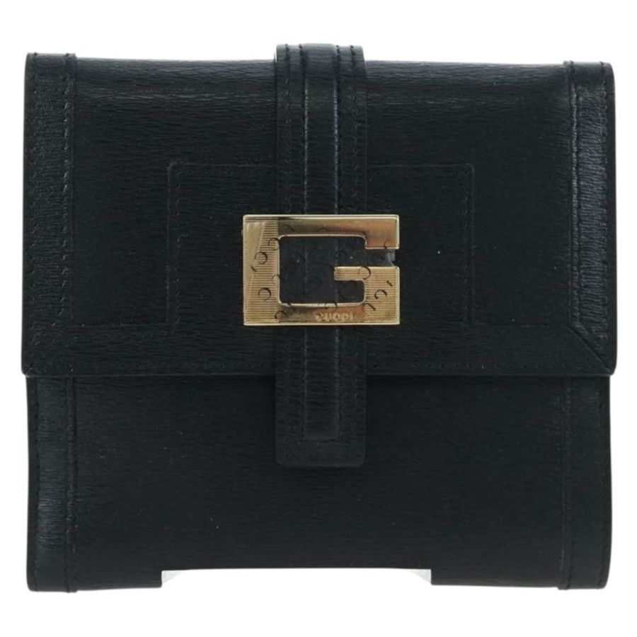 【日本直送】GUCCI G 三折皮夾 皮革 黑色 正品 am12210V-12
