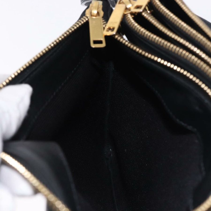 【日本直送】CELINE Trio 大單肩包,黑色皮革,金色飾邊,正品 ki6732V-18