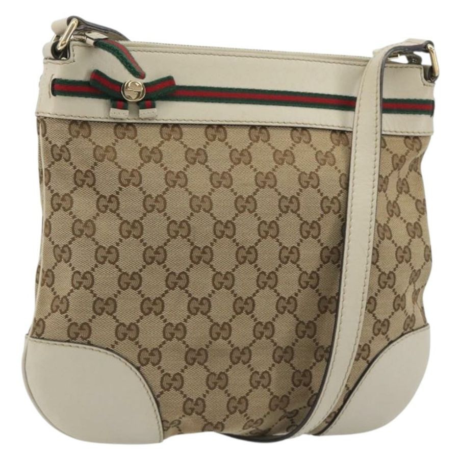 【日本直送】GUCCI GG帆布織帶雪莉系列精美手提包 米色 金色 257065 正品 193075V-0