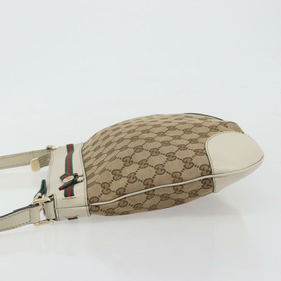 【日本直送】GUCCI GG帆布織帶雪莉系列精美手提包 米色 金色 257065 正品 193075V-3