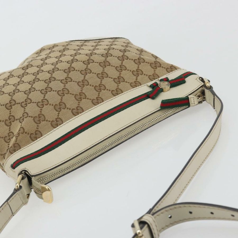 【日本直送】GUCCI GG帆布織帶雪莉系列精美手提包 米色 金色 257065 正品 193075V-5