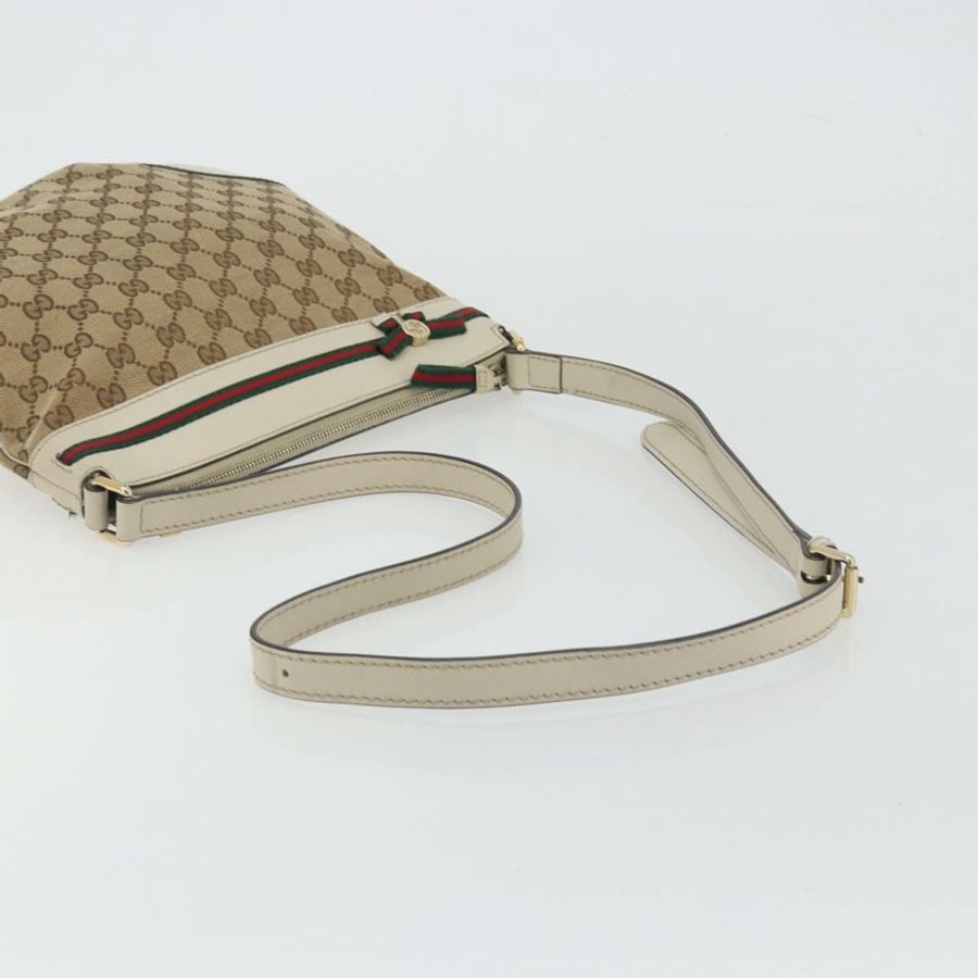 【日本直送】GUCCI GG帆布織帶雪莉系列精美手提包 米色 金色 257065 正品 193075V-6
