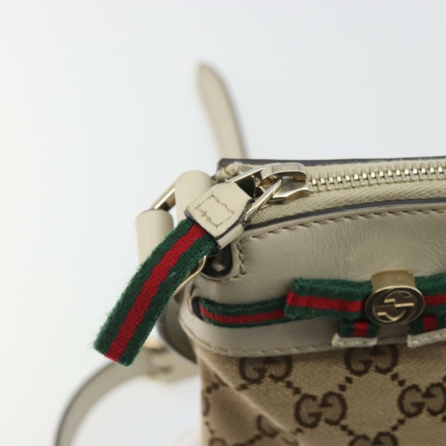 【日本直送】GUCCI GG帆布織帶雪莉系列精美手提包 米色 金色 257065 正品 193075V-8