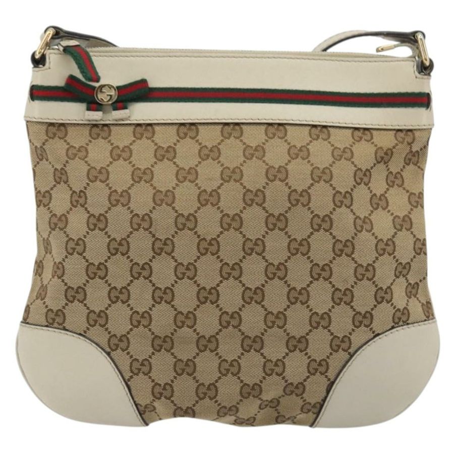 【日本直送】GUCCI GG帆布織帶雪莉系列精美手提包 米色 金色 257065 正品 193075V-12