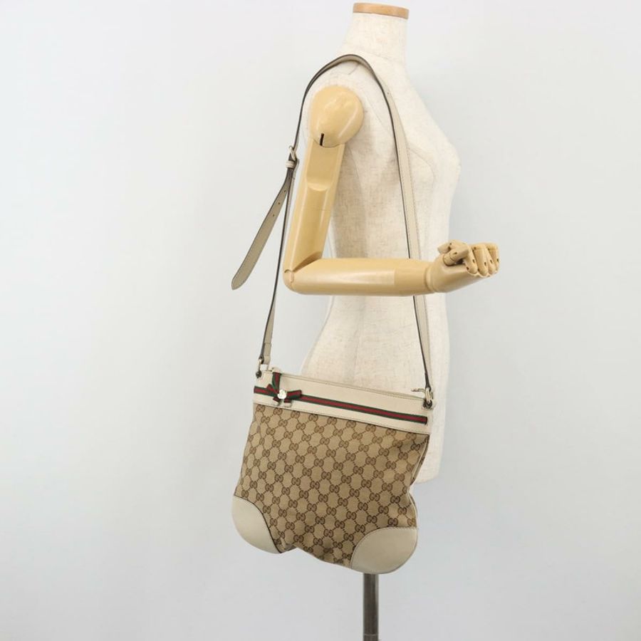 【日本直送】GUCCI GG帆布織帶雪莉系列精美手提包 米色 金色 257065 正品 193075V-23