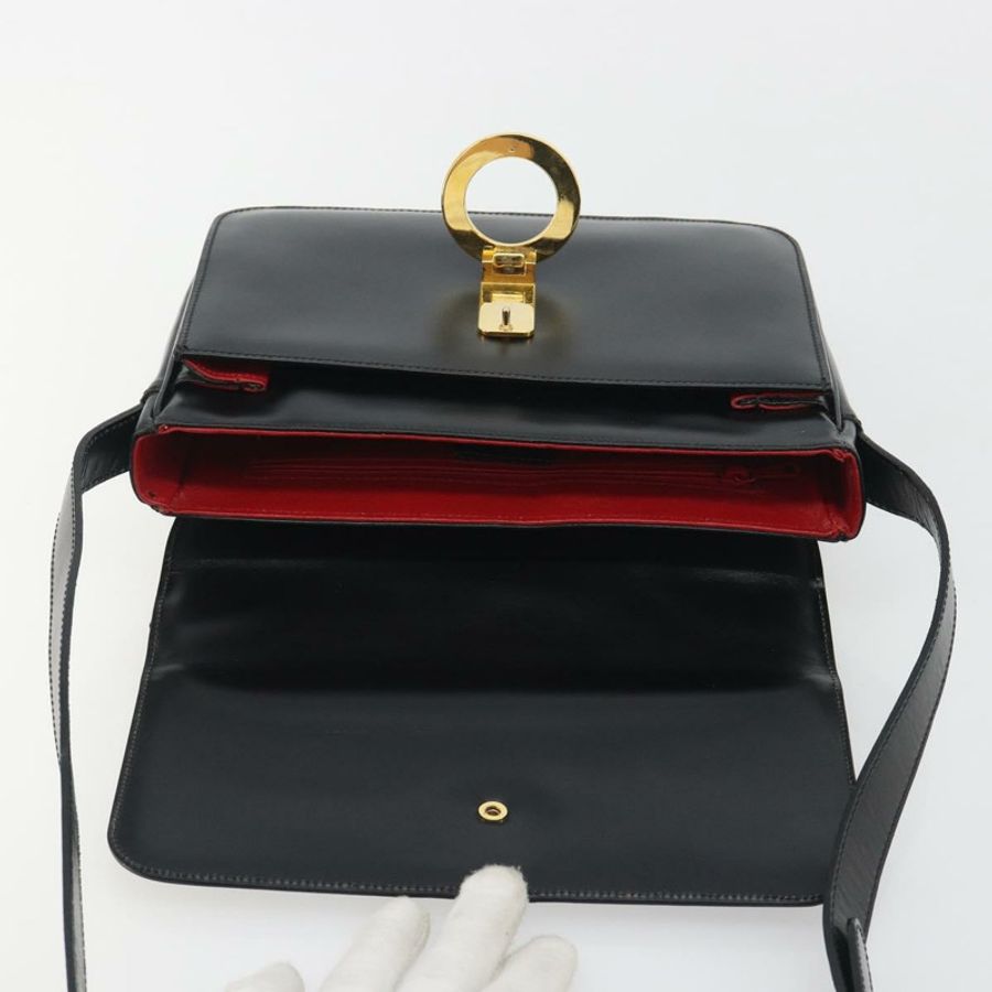 【日本直送】CELINE 圓背包,黑色皮革,金色,正品 193810V-9