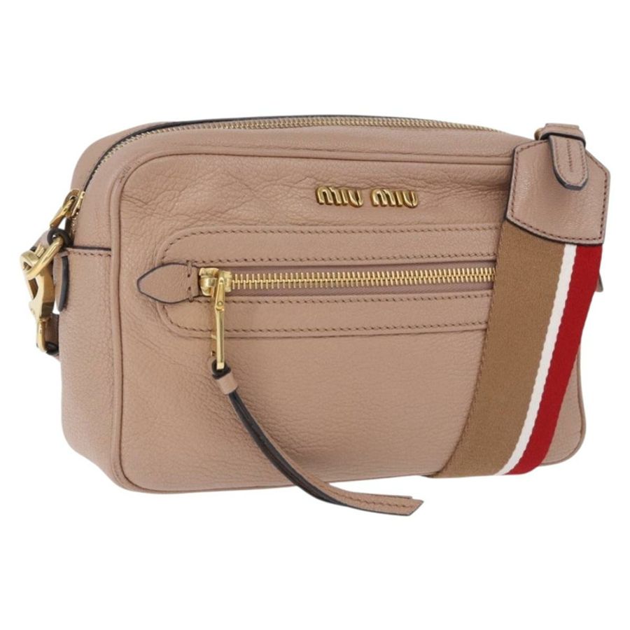 【日本直送】Miu Miu 皮革肩背包 米色 金色 正品 194575V-0