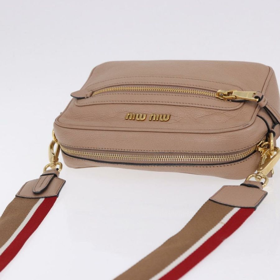 【日本直送】Miu Miu 皮革肩背包 米色 金色 正品 194575V-5
