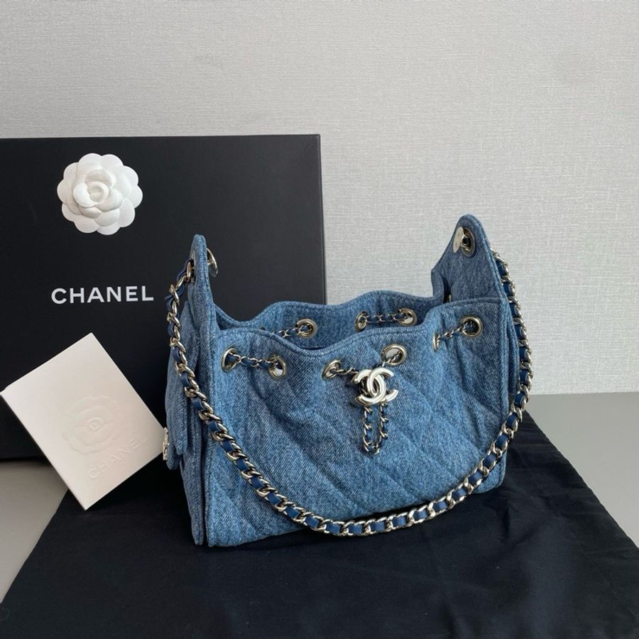 💎Chanel香奈兒|26A 25bag mini 牛仔丹寧金扣斜挎包|99新芯片款-2