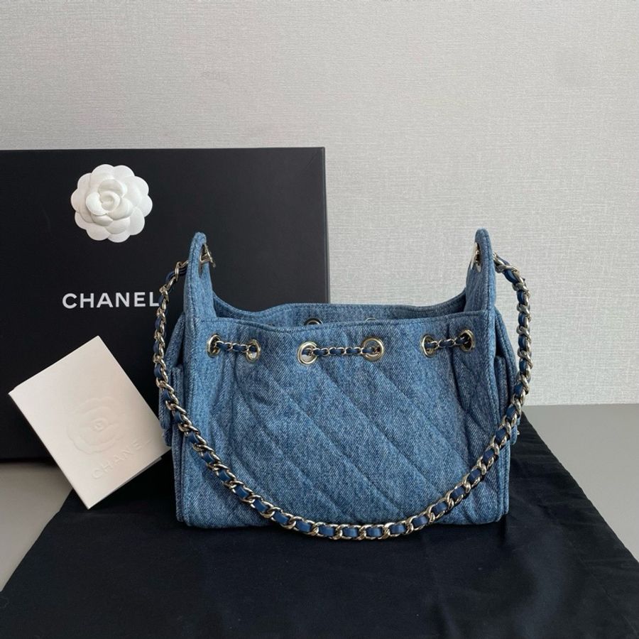 💎Chanel香奈兒|26A 25bag mini 牛仔丹寧金扣斜挎包|99新芯片款-4