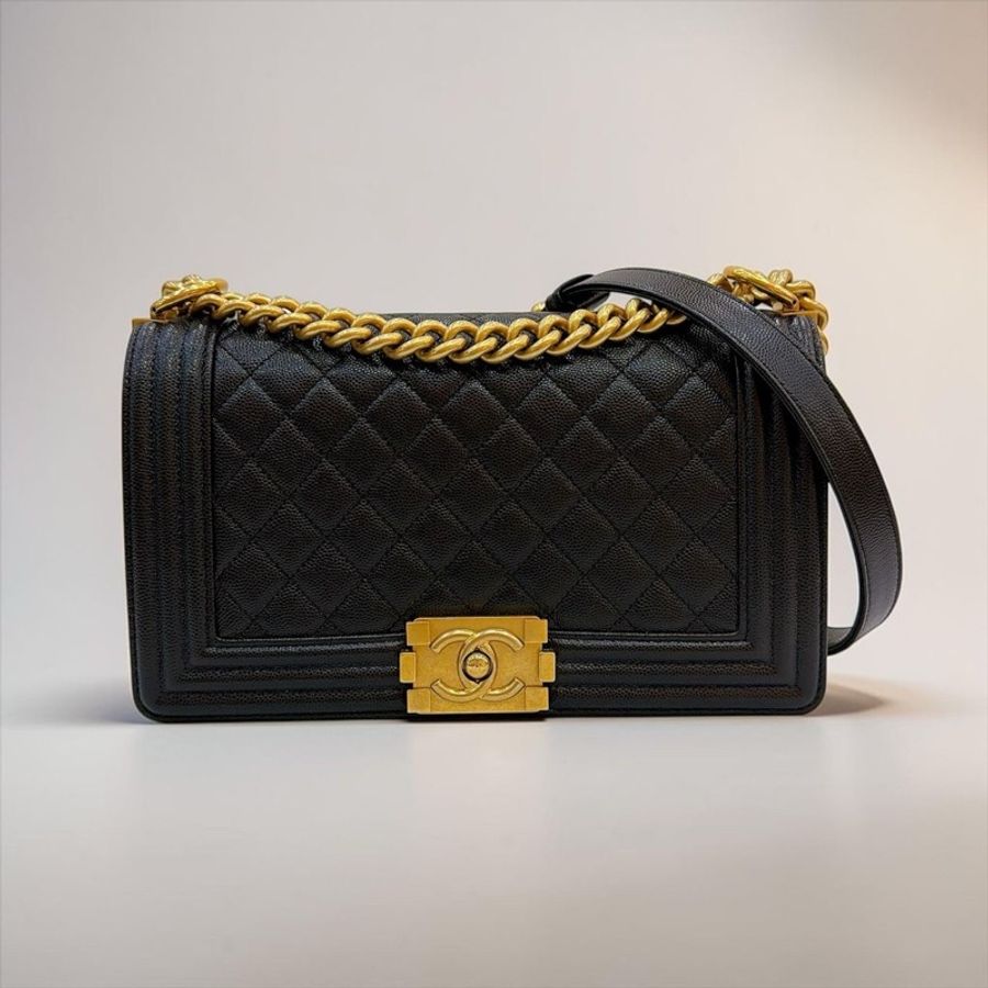 莉亞精品♡ CHANEL A67086 Boy25 黑荔枝金 二手美包-0