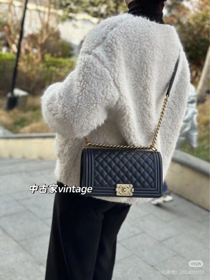 莉亞精品♡ CHANEL A67086 Boy25 黑荔枝金 二手美包-1