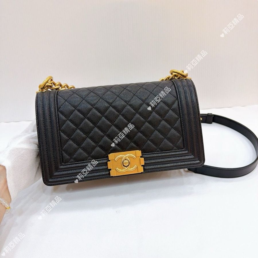 莉亞精品♡ CHANEL A67086 Boy25 黑荔枝金 二手美包-2