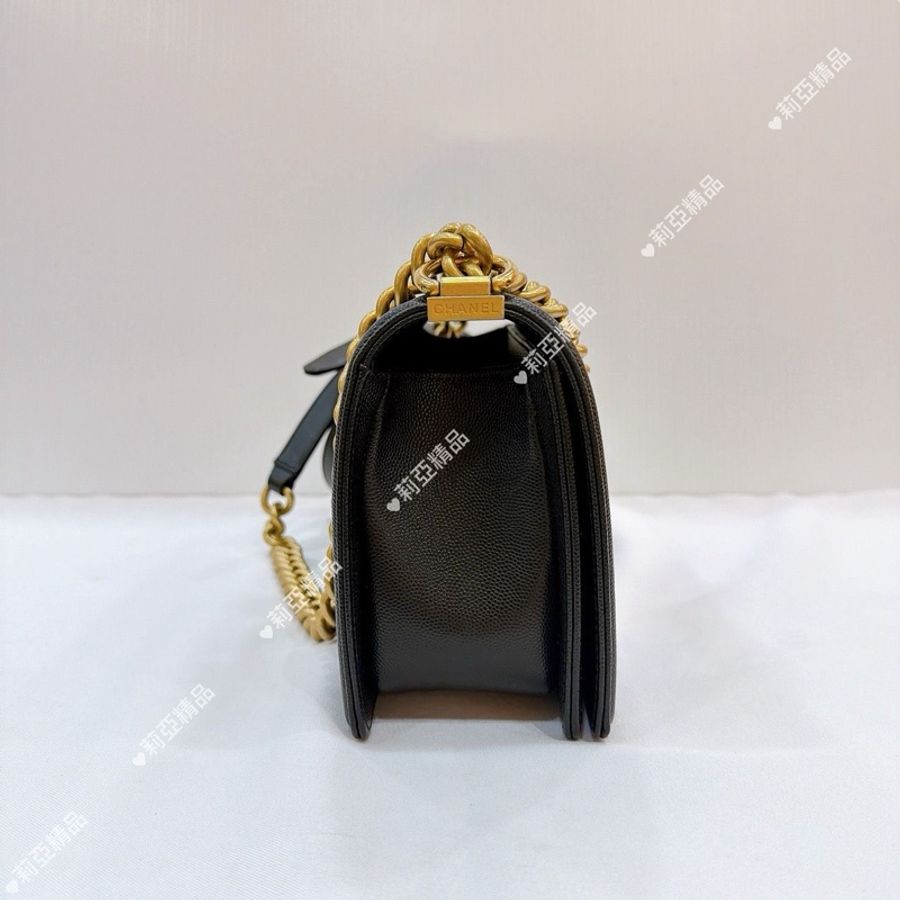 莉亞精品♡ CHANEL A67086 Boy25 黑荔枝金 二手美包-5