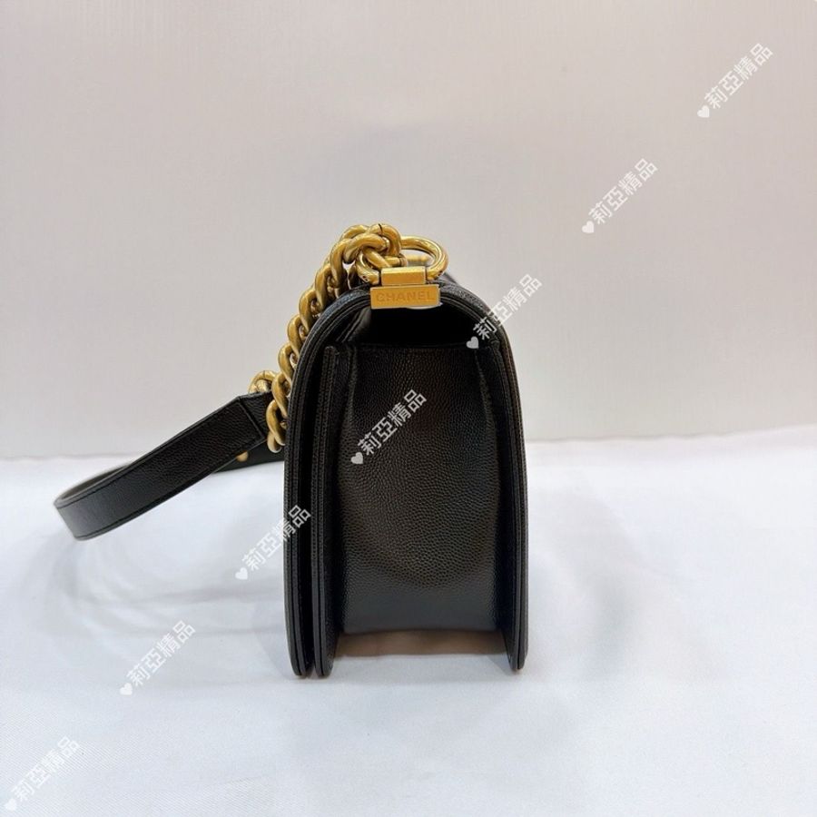 莉亞精品♡ CHANEL A67086 Boy25 黑荔枝金 二手美包-6