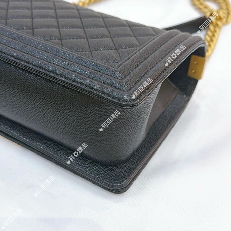 莉亞精品♡ CHANEL A67086 Boy25 黑荔枝金 二手美包-7